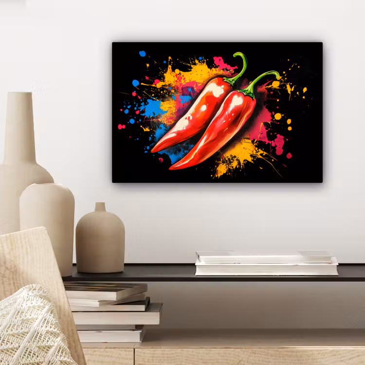 Peper - Graffiti - Verf - Abstract - Modern - Kleurrijk canvas 2cm klein -closeup_print_DE