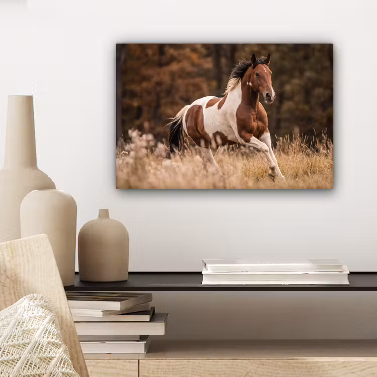 Paard - Bruin - Gras canvas 2cm klein -sfeer6