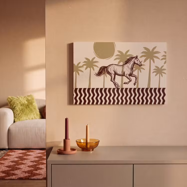 Paard - Galopperend - Woestijn - Illustratie canvas 2cm klein -sfeer1