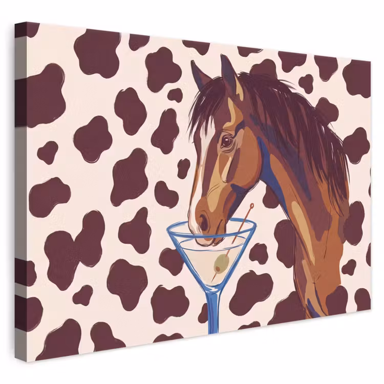 Paard - Martini - Dieren - Abstract - Bruin canvas 2cm klein -3d
