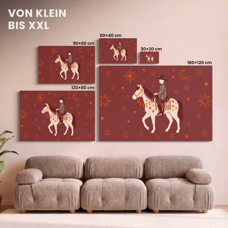 Paard - Ruiter - Sterren - Nacht - Illustratie canvas 2cm klein -Xsfeer8_DE
