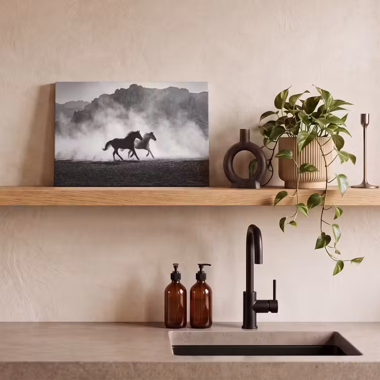 Paard - Ren - Stof - Zwart-wit - Dieren canvas 2cm klein -sfeer3