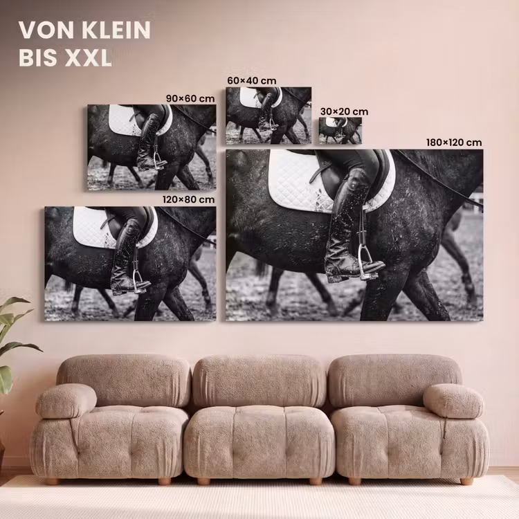 Paard - Sport - Zwart - Wit canvas 2cm klein -Xsfeer8_DE