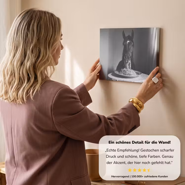 Paard - Bord - Pasta - Tafelkleed - Zwart Wit - Dieren canvas 2cm klein -Xsfeer7_DE
