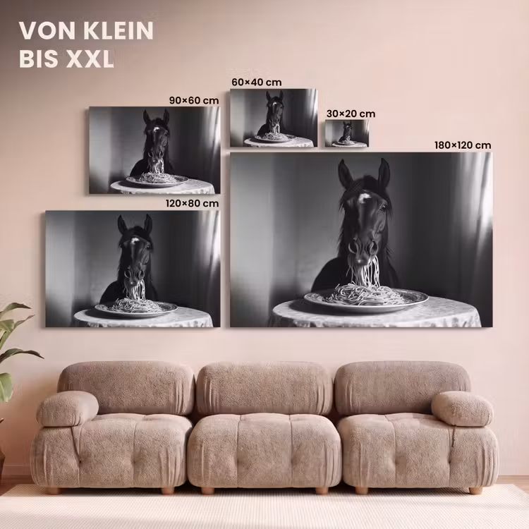 Paard - Bord - Pasta - Tafelkleed - Zwart Wit - Dieren canvas 2cm klein -Xsfeer8_DE