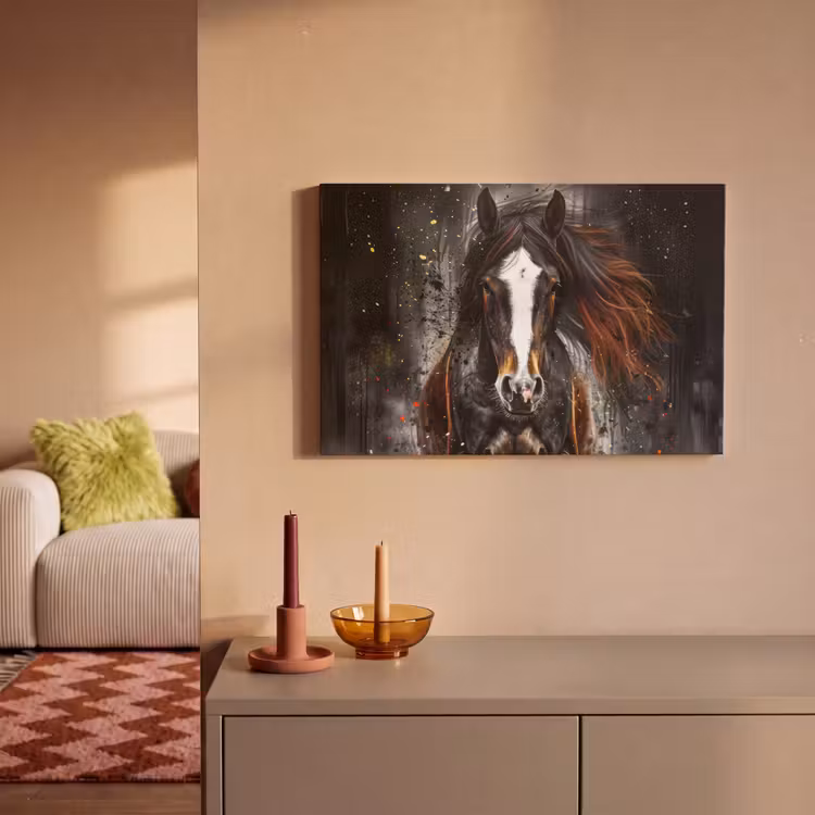 Paard - Dieren - Zwart - Luxe - Modern canvas 2cm klein -sfeer1