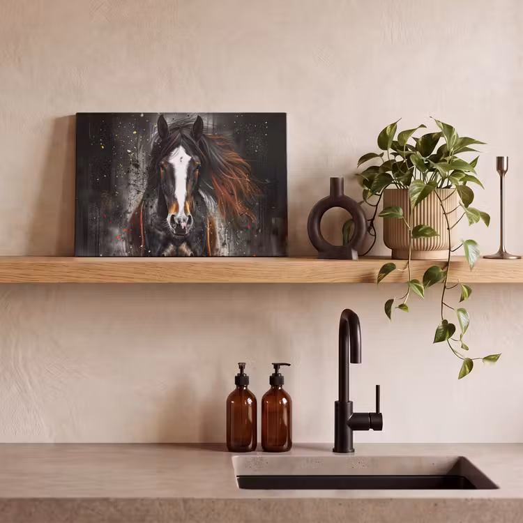 Paard - Dieren - Zwart - Luxe - Modern canvas 2cm klein -sfeer3