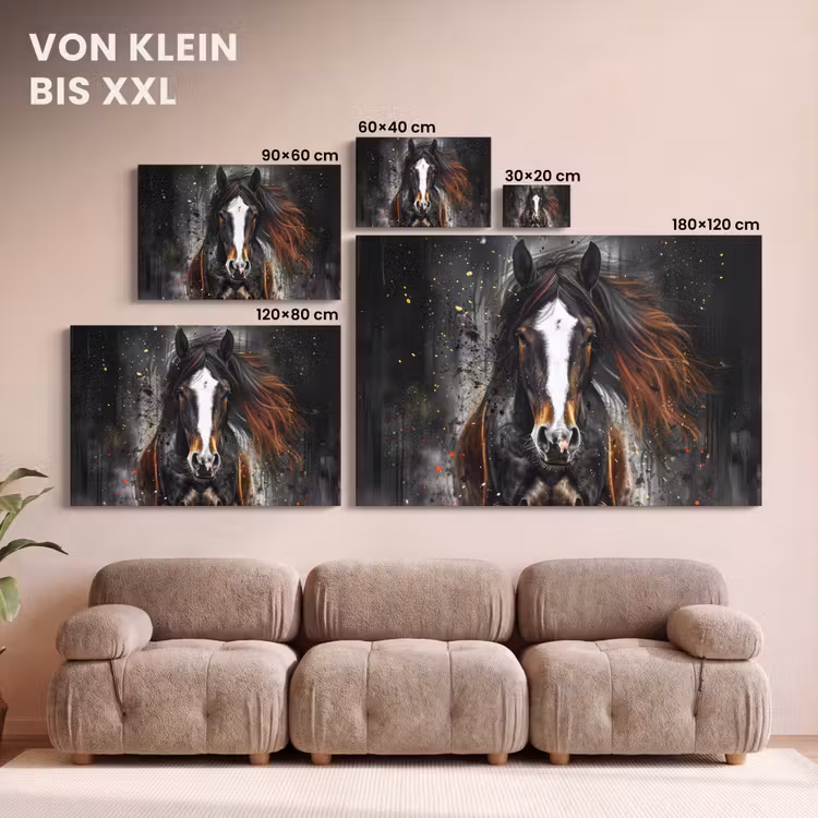 Paard - Dieren - Zwart - Luxe - Modern canvas 2cm klein -Xsfeer8_DE
