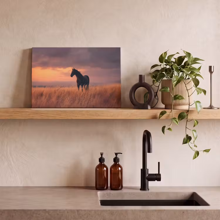 Paard - Wolken - Open veld canvas 2cm klein -closeup_print_DE