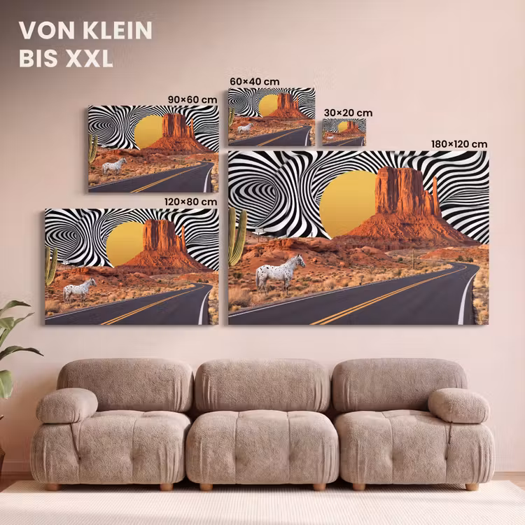 Leinwandbild - Pferd – Wüste – Natur - Paard - Woestijn - Natuur canvas 2cm klein