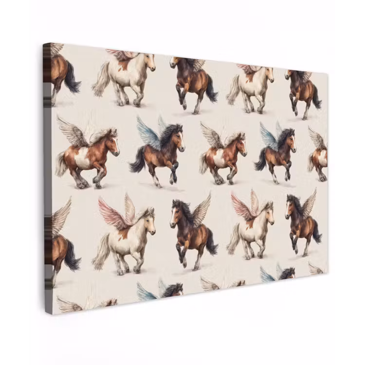Paarden - Vleugels - Kleurrijk canvas 2cm klein 34 -z3d