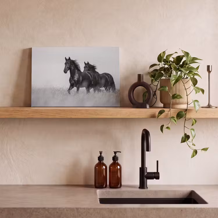 Paarden - Gras - Zwart - Wit canvas 2cm klein -closeup_print_DE