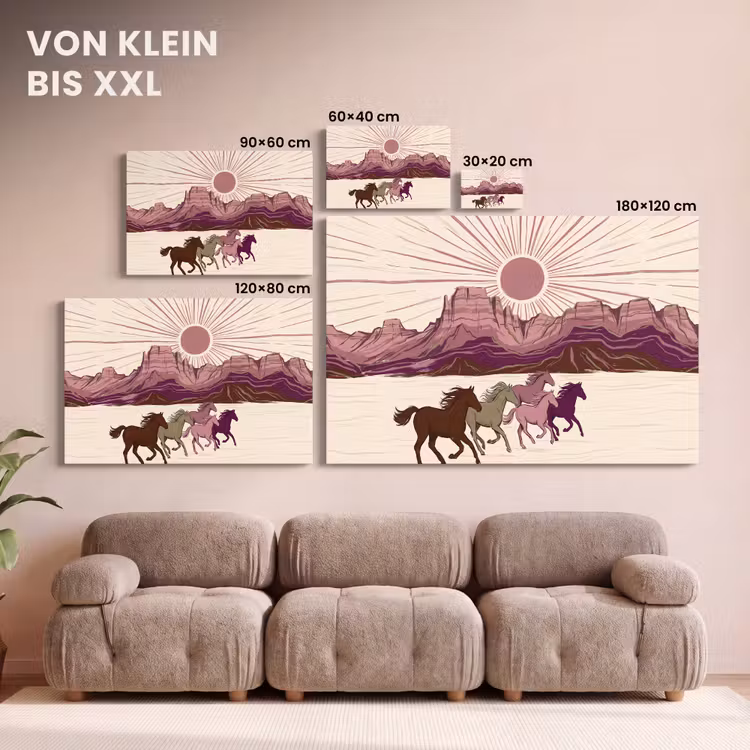 Paarden - Rennend - Woestijn - Natuur - Abstract canvas 2cm klein -Xsfeer8_DE