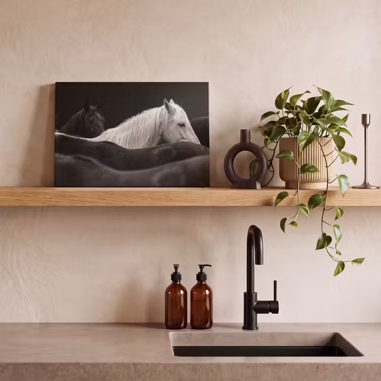 Paarden - Zwart - Wit - Kudde canvas 2cm klein -sfeer6