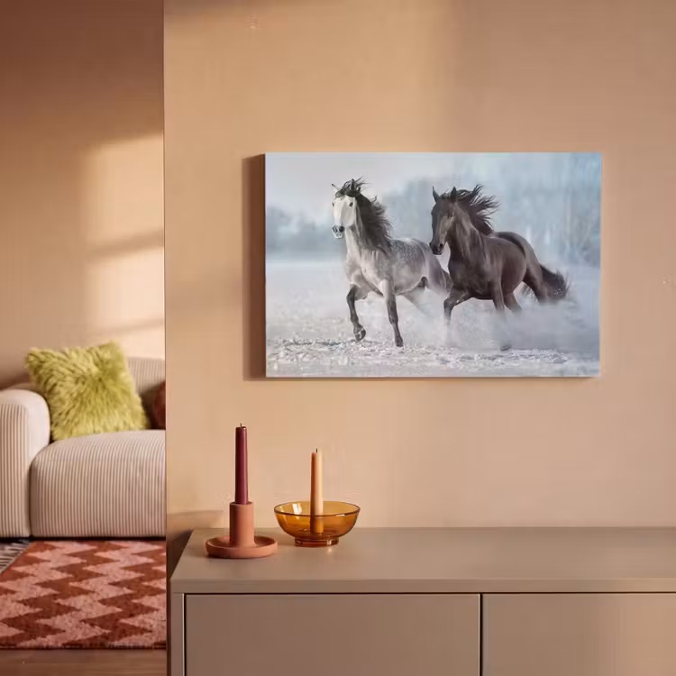 Paarden - Winter - Dieren - Natuur - Sneeuw canvas 2cm klein -sfeer1