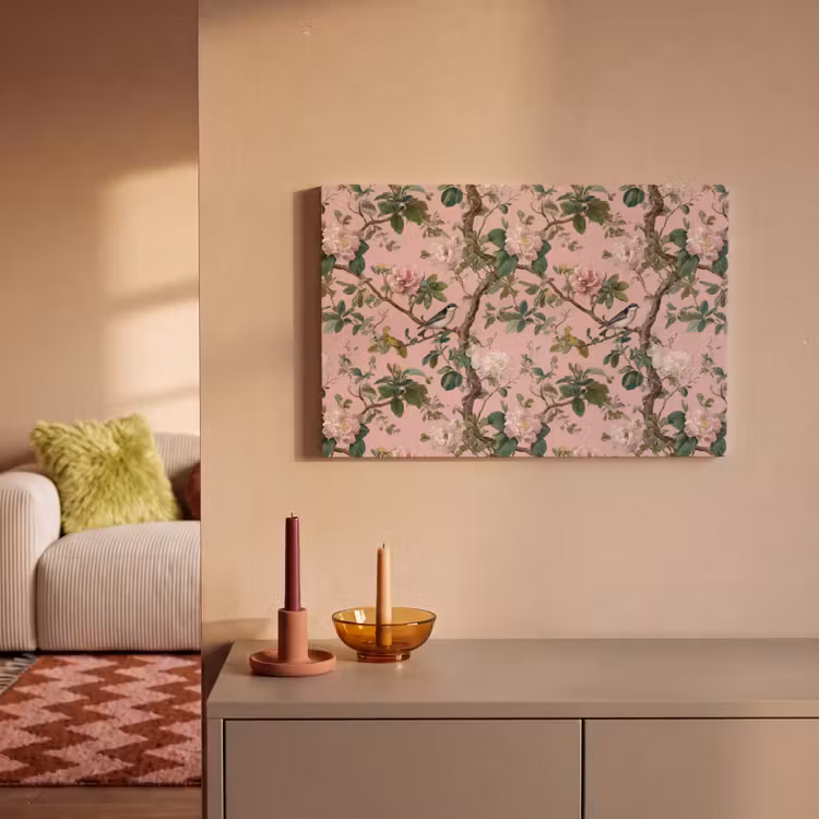 Pioenrozen - Botanisch - Vogel canvas 2cm klein 34 -sfeer1