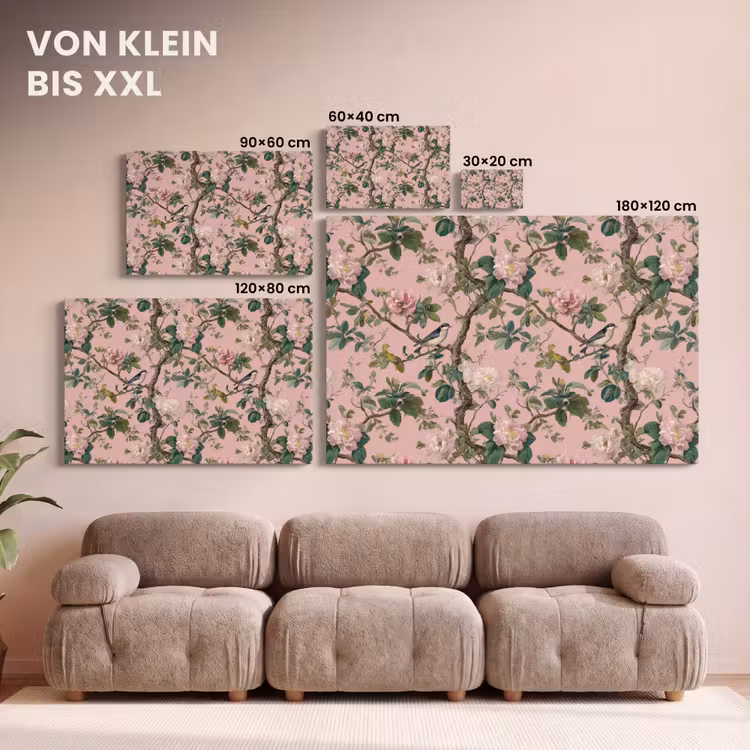 Pioenrozen - Botanisch - Vogel canvas 2cm klein 34 -Xsfeer8_DE