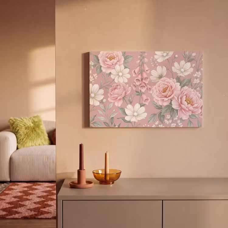 Pioenrozen - Vingerhoedskruid - Pink canvas 2cm klein -sfeer1