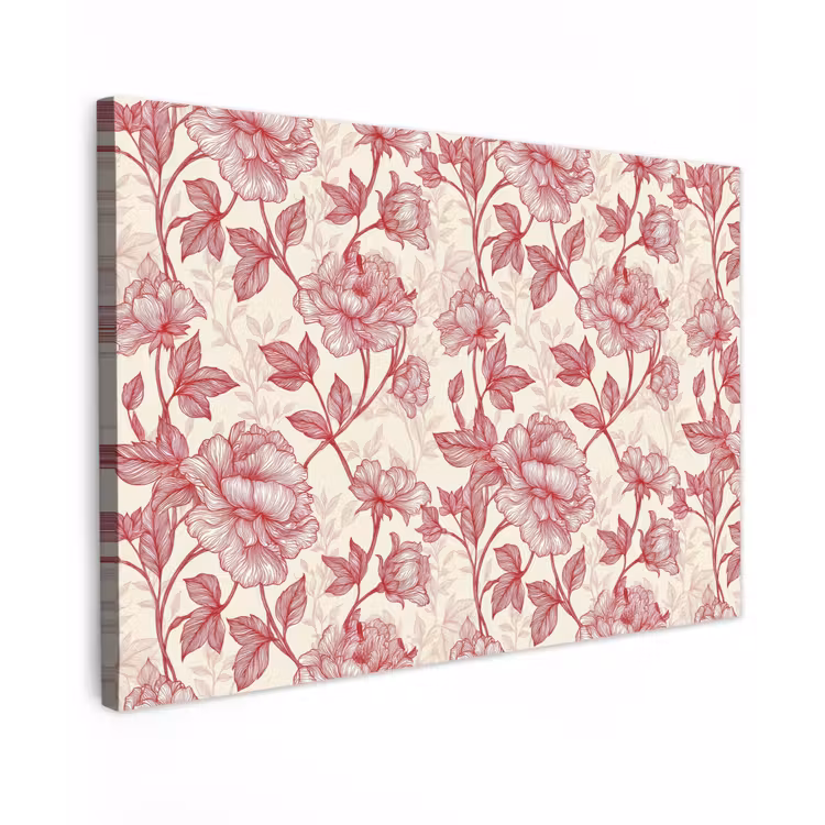 Pioenrozen - Modern - Rood canvas 2cm klein 34 -z3d