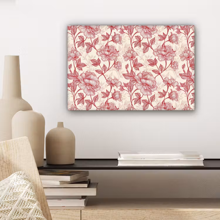 Pioenrozen - Modern - Rood canvas 2cm klein 34 -closeup_print_DE