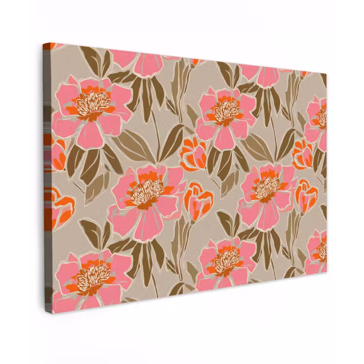 Pioenrozen - Patroon - Roze canvas 2cm klein 34 -z3d