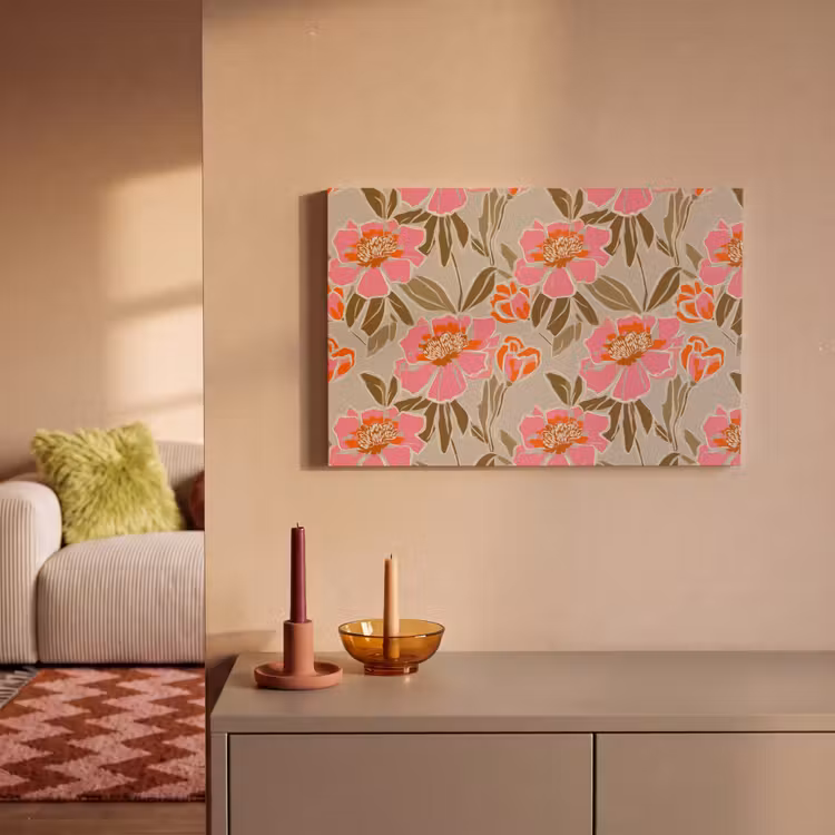 Pioenrozen - Patroon - Roze canvas 2cm klein 34 -sfeer1