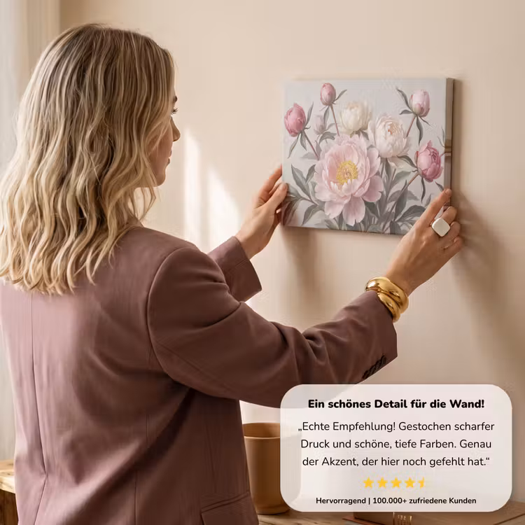Pioenrozen - Boeket - Roze canvas 2cm klein -sfeer3