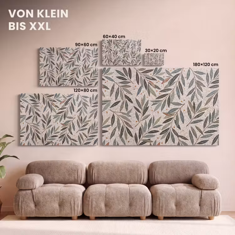Plant - Blad - Mozaïek - Groen canvas 2cm klein -Xsfeer8_DE