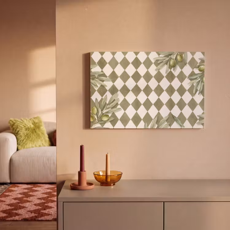 Plant - Olijftakken - Waterverf - Mediterraan - Groen canvas 2cm klein -sfeer1
