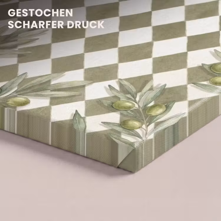 Plant - Olijftakken - Waterverf - Mediterraan - Groen canvas 2cm klein -uniquesellingpoint_afwerking-onlywow_DE