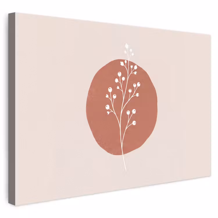Plant - Tak - Abstract - Modern - Wit canvas 2cm klein -3d