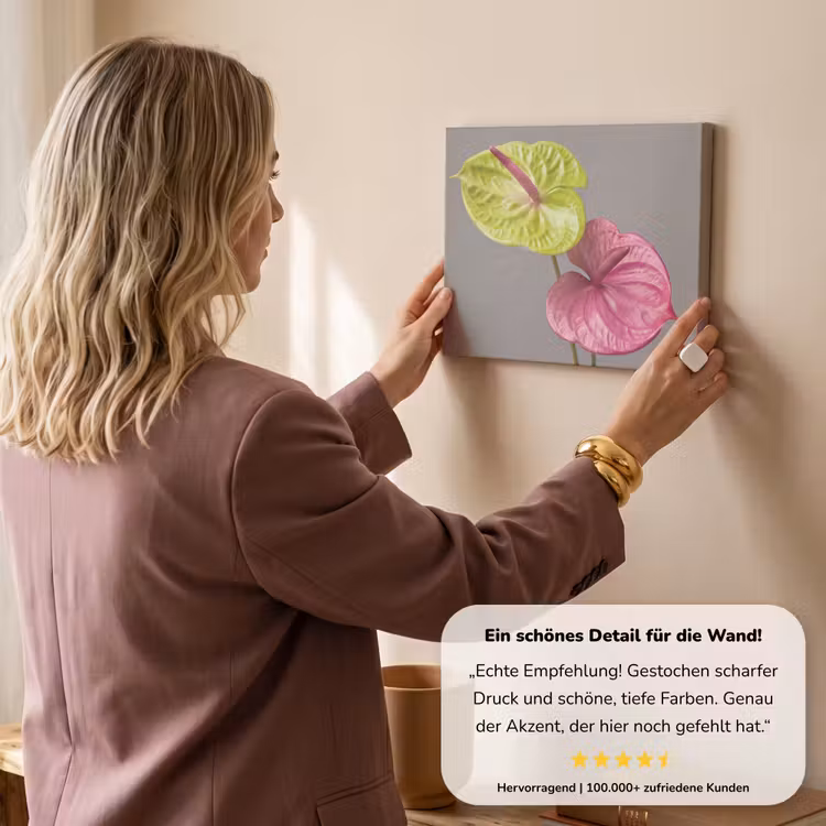 Planten - Anthurium - Groen - Roze canvas 2cm klein -sfeer3