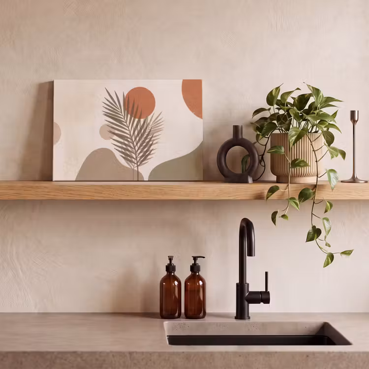 Planten - Bladeren - Abstract - Modern - Beige canvas 2cm klein -sfeer3