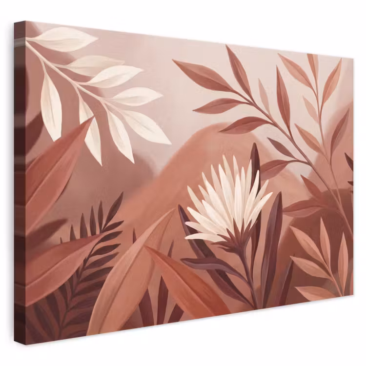 Planten - Bladeren - Botanisch - Modern - Bruin canvas 2cm klein -3d