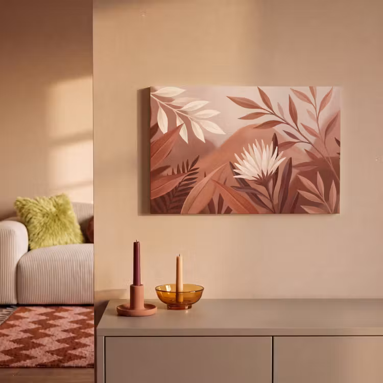 Planten - Bladeren - Botanisch - Modern - Bruin canvas 2cm klein -sfeer1