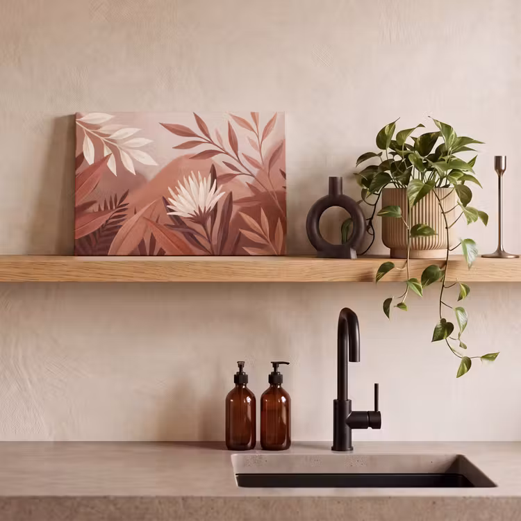 Planten - Bladeren - Botanisch - Modern - Bruin canvas 2cm klein -sfeer3
