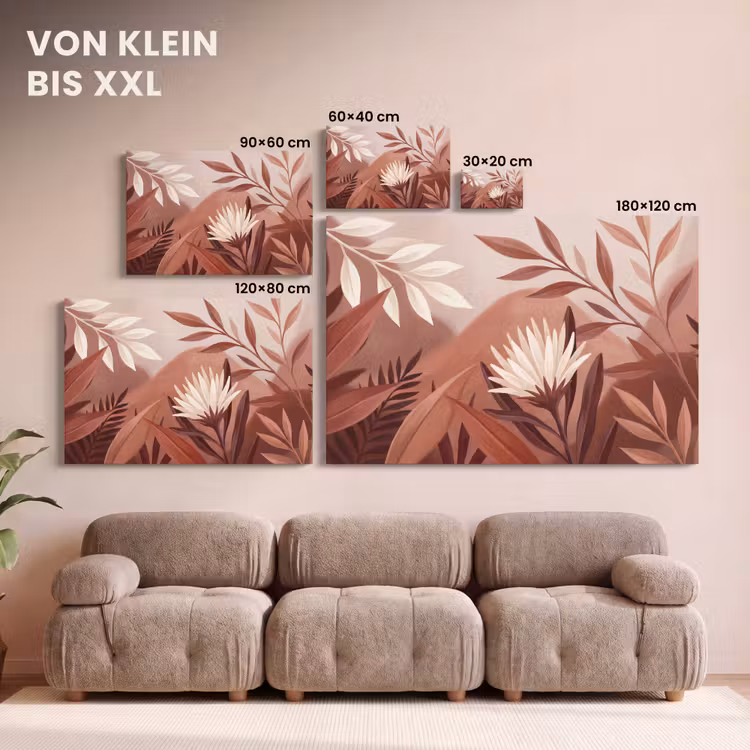 Planten - Bladeren - Botanisch - Modern - Bruin canvas 2cm klein -Xsfeer8_DE