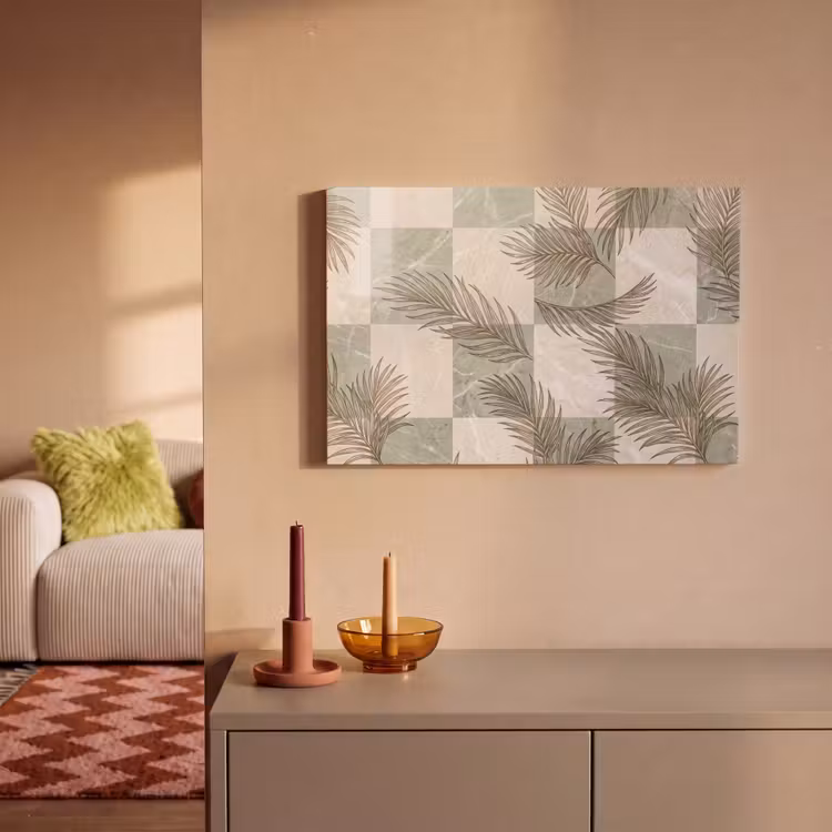 Planten - Bladeren - Marmer - Modern - Groen canvas 2cm klein -sfeer1
