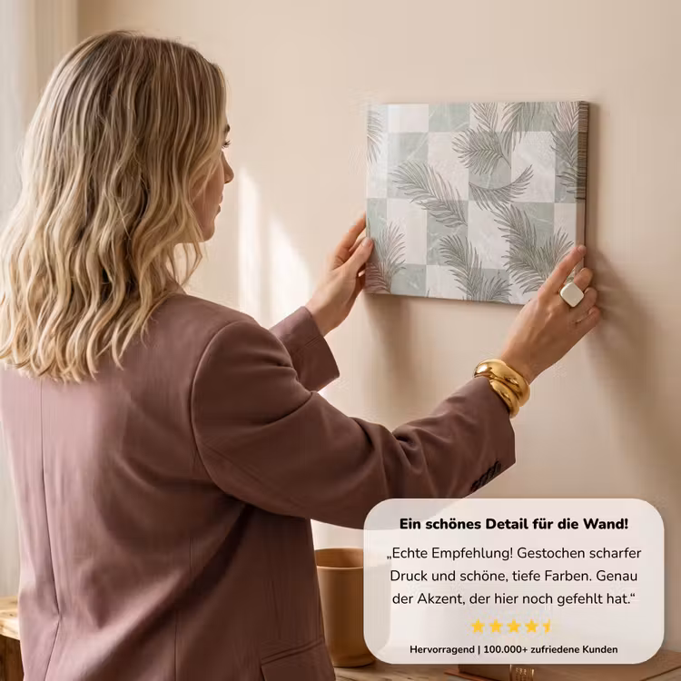 Planten - Bladeren - Marmer - Modern - Groen canvas 2cm klein -Xsfeer7_DE