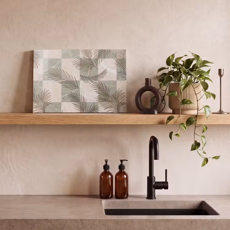 Planten - Bladeren - Marmer - Modern - Groen canvas 2cm klein -sfeer3