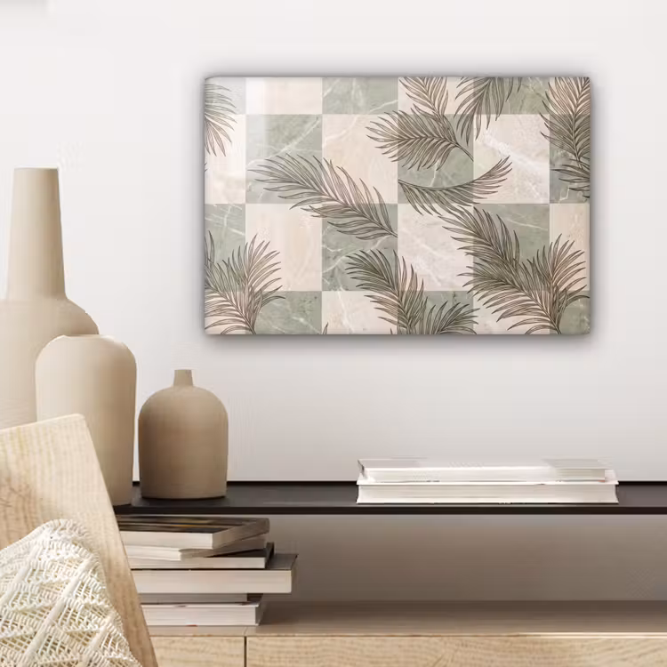 Planten - Bladeren - Marmer - Modern - Groen canvas 2cm klein -sfeer6