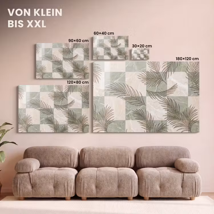 Planten - Bladeren - Marmer - Modern - Groen canvas 2cm klein -Xsfeer8_DE