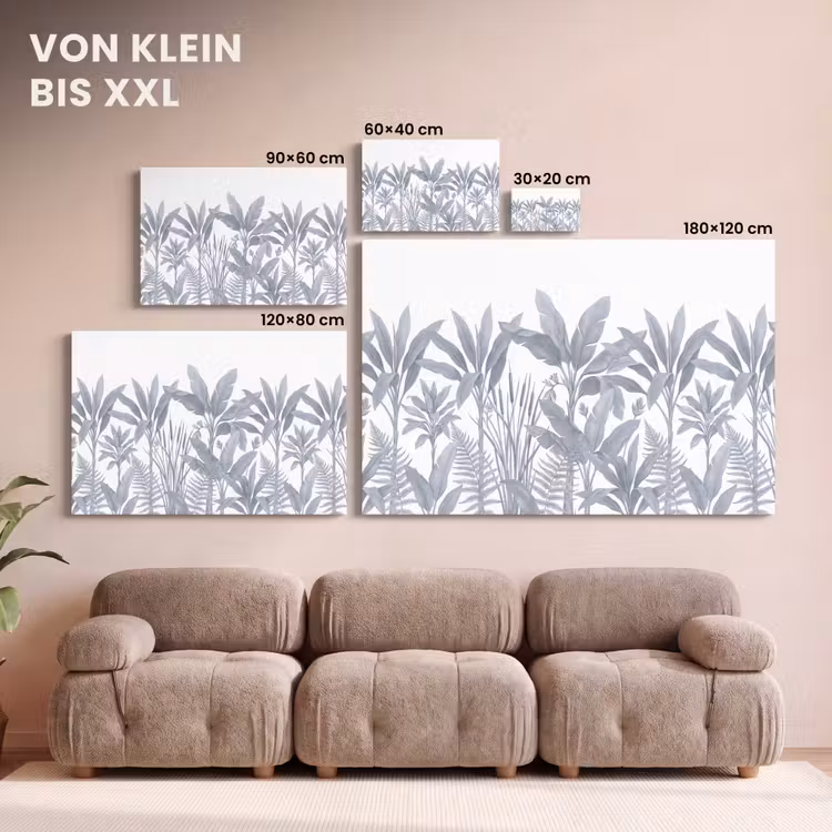 Planten - Bladeren - Natuur - Grijs canvas 2cm klein -Xsfeer8_DE