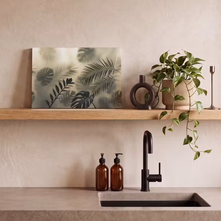 Planten - Bladeren - Schaduwen - Groen - Modern canvas 2cm klein -sfeer3