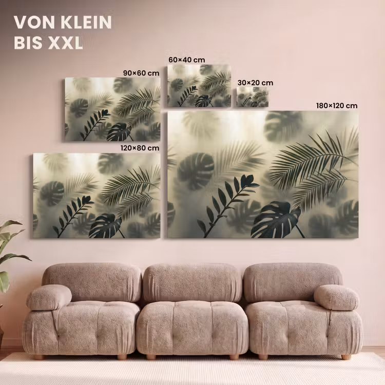Planten - Bladeren - Schaduwen - Groen - Modern canvas 2cm klein -Xsfeer8_DE
