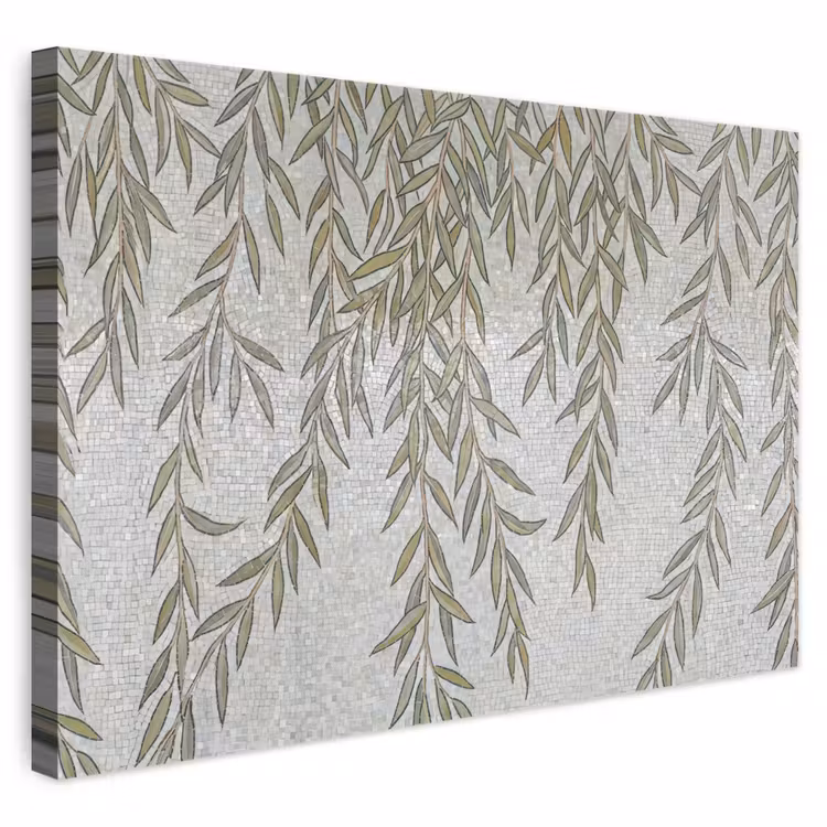 Planten - Mozaïek - Patroon - Groen - Blauw canvas 2cm klein -3d