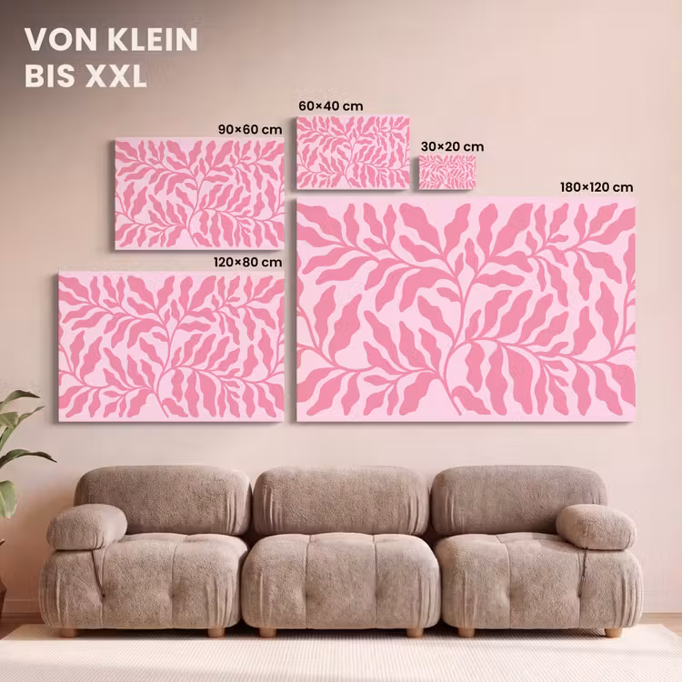 Planten - Organisch - Abstract - Modern - Roze canvas 2cm klein -Xsfeer8_DE
