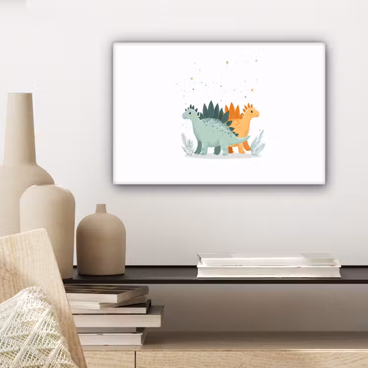 Planten - Sterren - Dinosaurussen - Oranje canvas 2cm klein -closeup_print_DE