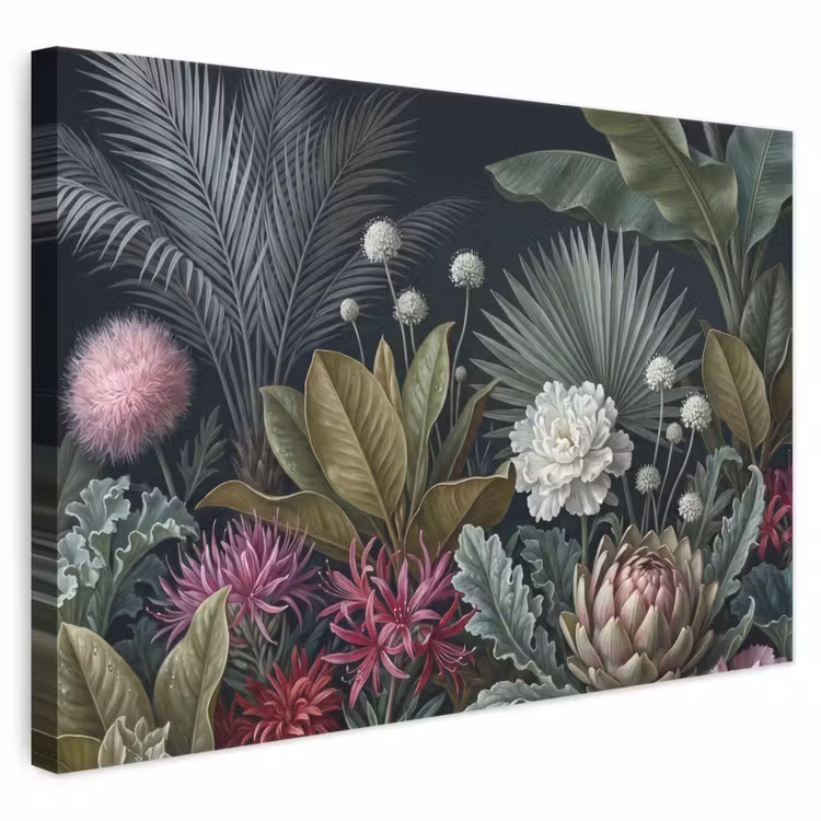 Planten - Tropisch - Botanisch - Donker - Groen canvas 2cm klein -3d