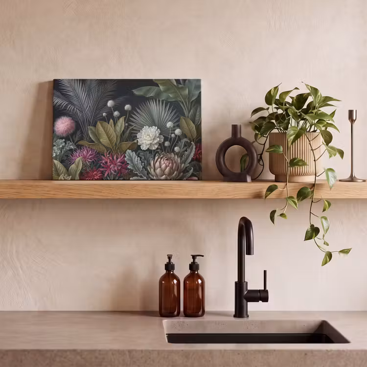 Planten - Tropisch - Botanisch - Donker - Groen canvas 2cm klein -sfeer3